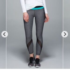 Lululemon Inspire Tight II (Mesh) Heathered Black full length zip bb